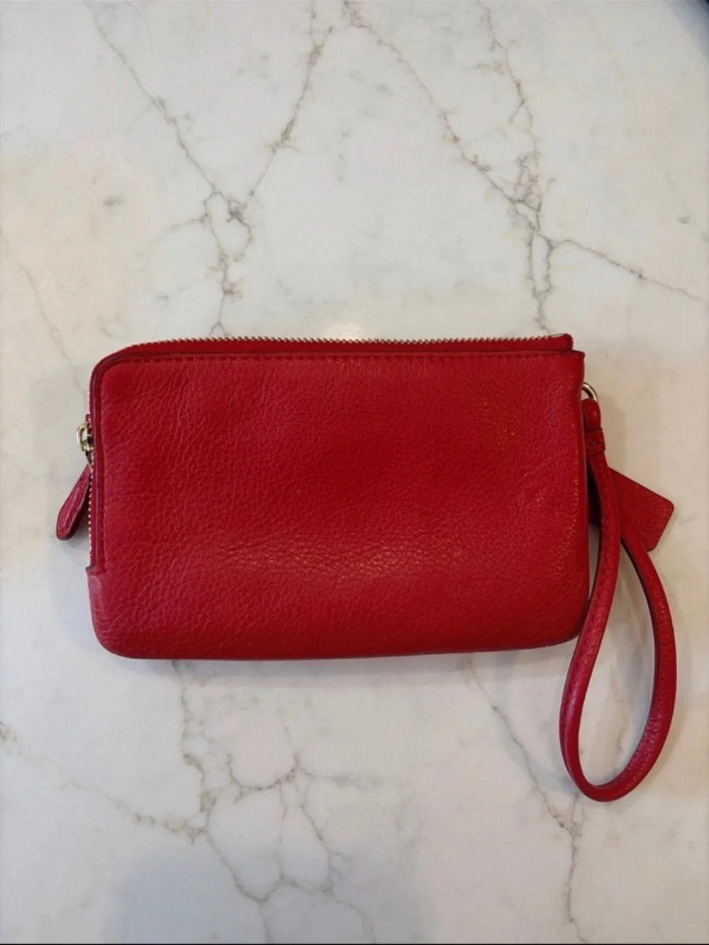Coach Red Leather Wristlet Clutch